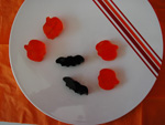 Black Cherry Fruit Bats and Citrus Orange Pumpkin Fruit Cutouts at Stone Oak Orthodontics in San Antonio TX