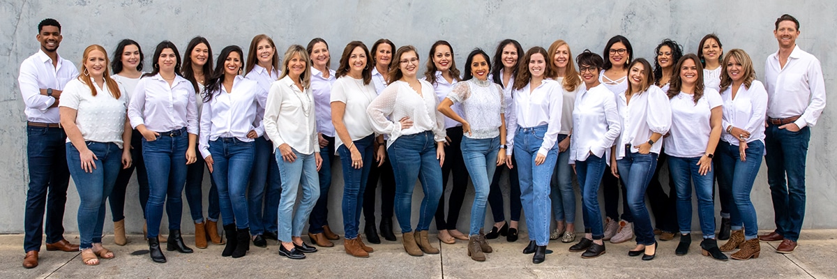 Stone Oak Orthodontics team group photo at Stone Oak Office and Dominion Office in San Antonio TX